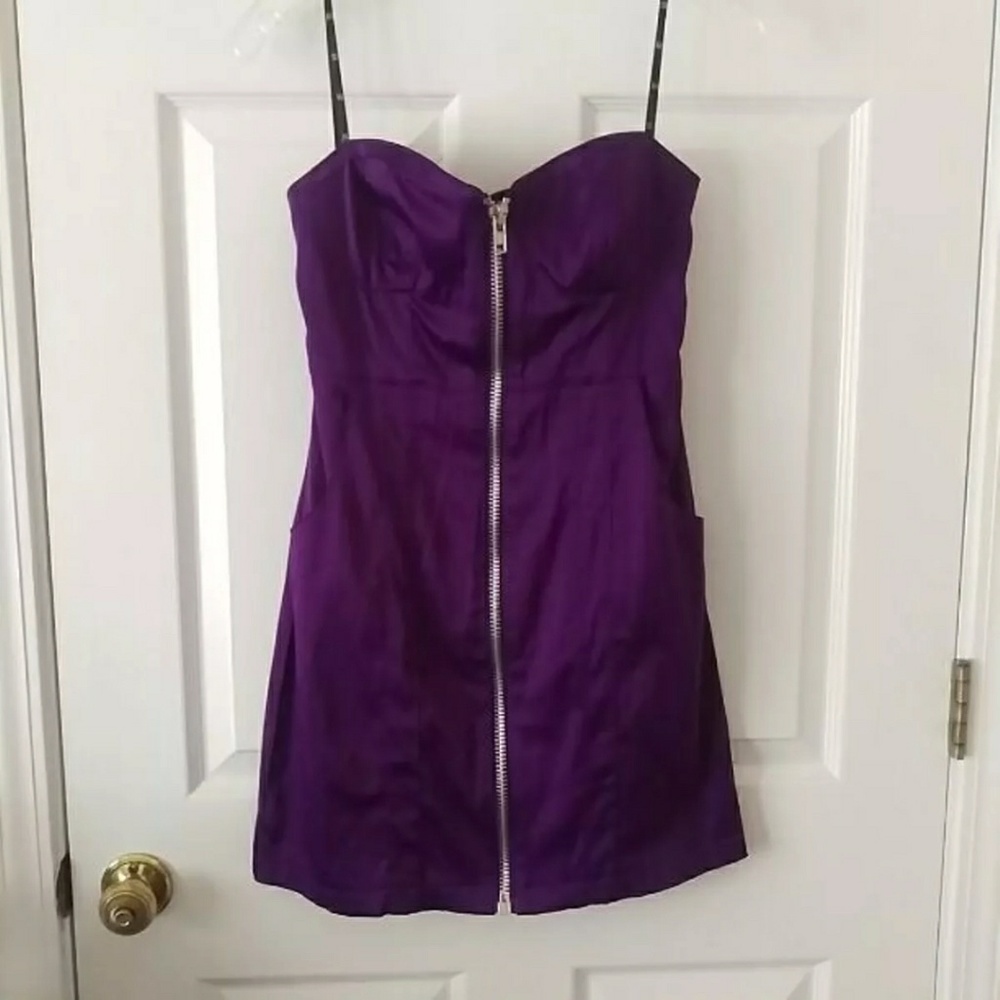 Purple strapless dress